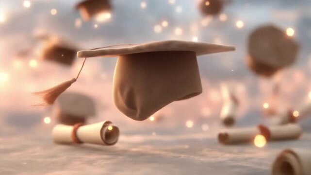 Graduation cap floating