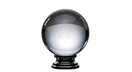 Crystal ball isolated on transparent background, a sphere of glass for fortune telling