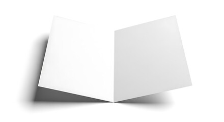 Open blank greeting card mockup on white background for message.