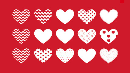 Red Valentines Day Background with White Heart Patterns for Creative Holiday Designs and Romantic Celebrations