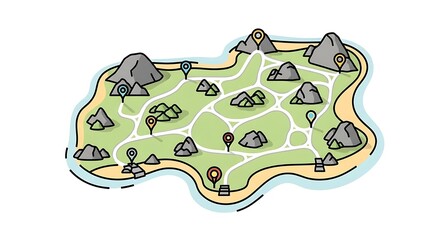 Tourist Island Map Vector Illustration