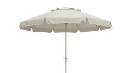 Elegant cream patio umbrella with scalloped edge for outdoor relaxation