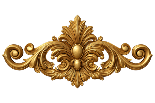 Ornate Golden Flourish Decorative Element graphic design isolated on a transparent background