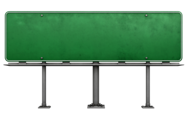 Large Blank Green Billboard Sign on Posts blank billboard isolated on a transparent background