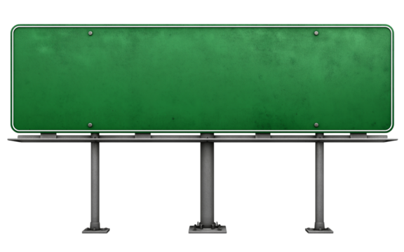 Large Blank Green Billboard Sign on Posts blank billboard isolated on a transparent background