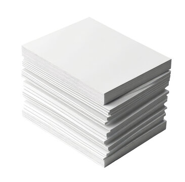 White paper stack, office desk, background blur, printing