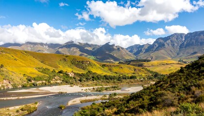 Mountain valley with river