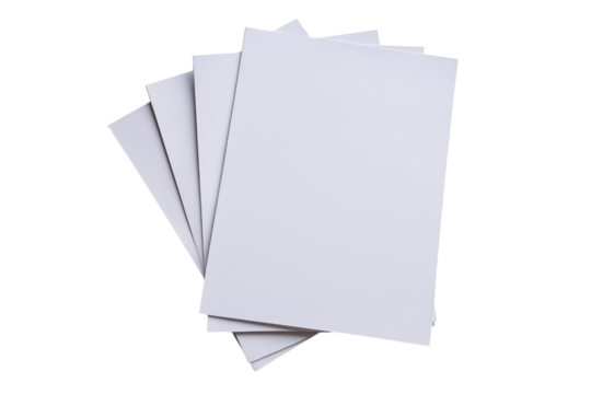 Stack of Blank White Paper Sheets isolated on a transparent background