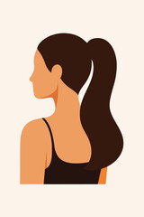 Fashion girl vector illustration with ponytail hairstyle.