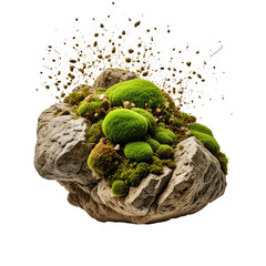 Mossy rocks explode, nature, isolated, background, design