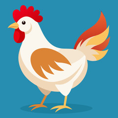 Stylized Rooster Illustration with Bold Colors, Perfect for Farm Themes, Children's Books, and Educational Materials, Delivering Charm and Whimsy to Your Next Project