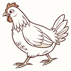 Charming cartoon chicken illustration, perfect for children's books and farm-themed designs, a delightful addition to any project, a simple yet endearing character design