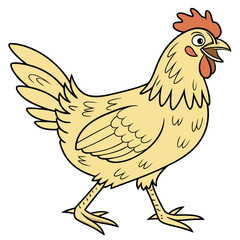 Cartoon Chicken on the Move, A Classic Farm Animal Illustration, Perfect for Children's Books and Educational Materials, A Cute and Friendly Farmyard Friend, Poultry in Motion, A Fun Animal Character