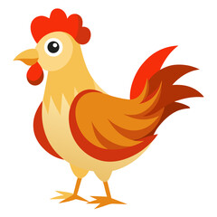Cheerful cartoon rooster struts with vibrant energy, perfect for children's books, farm themes, and playful designs with its delightful character and appealing simplicity