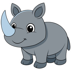 Naklejka premium Delightful cartoon rhino character with charming smile and expressive eyes, a symbol of strength and resilience, perfect for children's books or educational materials