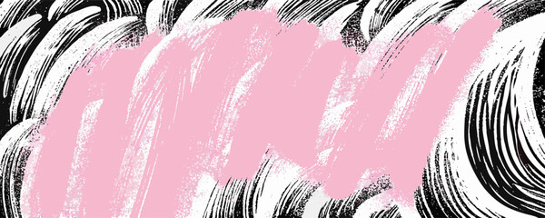 Abstract Pink and Black Swirl Brush Stroke Texture Background