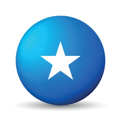 Glass light ball with flag of Somalia. Round sphere, template icon. Somali national symbol. Glossy realistic ball, 3D abstract vector illustration highlighted on a white background. Big bubble.