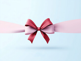 Red bow with pink ribbon