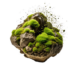 Mossy rocks exploding, nature background, garden design (1)