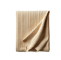 Cream ribbed knit throw blanket folded studio shot