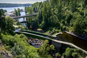  Breathtaking View at High Point of Dalsland Canal Route - Aqueduct in Håverud, Sweden Attracting...
