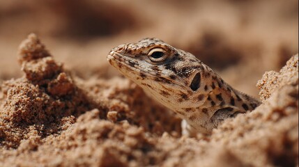 Obraz premium Close-up photo of a tiny lizard amidst sand and dirt on the background