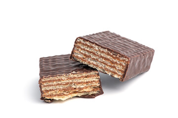 Waffle chocolate bars isolated on white background