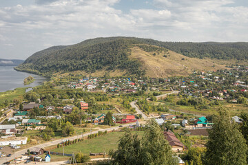 Fototapeta premium Shiryaevo village - tourist attraction in Zhiguli Mountains, Samara Oblast, Russia