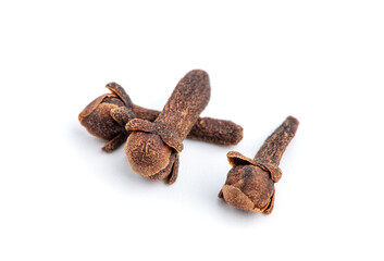 Dry spice cloves isolated on white background.