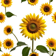 Sunflowers, floating, black background, pattern, textile design