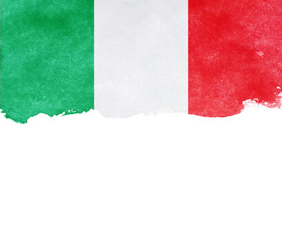 Italian flag painted on white background.