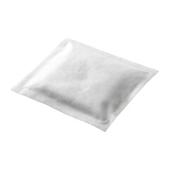 White sachet, studio shot, clean background, packaging