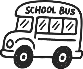 Hand Drawn School Bus Icon Doodle, Sketch Style Vehicle Symbol Vector Illustration, Simple Education Transport Element for Student, Classroom, Learning and Back to School Concept