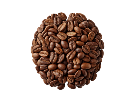 Sphere of Coffee Beans roasted isolated on a transparent background
