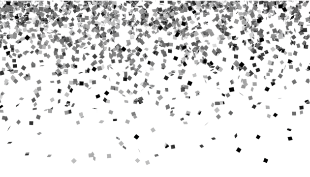 Silver Square Confetti Falling isolated on a transparent background
