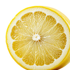 Close-up lemon slice, juicy pulp, black background, food photography, recipe