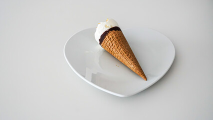 Ice Cream Cone on Heart Plate