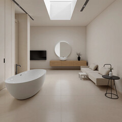 modern bathroom interior with bathtub