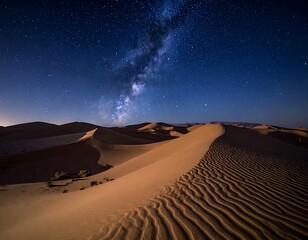 Milky Way over desert dunes at night