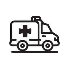 Flat Minimal Ambulance Icon – Emergency Medical Vector