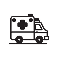 Flat Minimal Ambulance Icon – Emergency Medical Vector