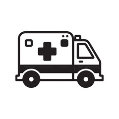 Flat Minimal Ambulance Icon – Emergency Medical Vector