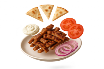 Cevapi meal isolated on transparent background, traditional cuisine cut-out