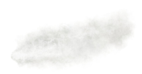 Dense smoky exhaust trail in shades of white or gray, resembling emission from jet aircraft, car, or motorcycle. Isolated. Perfect for visual effects or compositions.