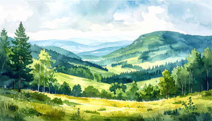 landscape with mountains of a Scandinavian setting 