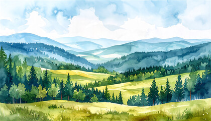 landscape with mountains of a Scandinavian setting 