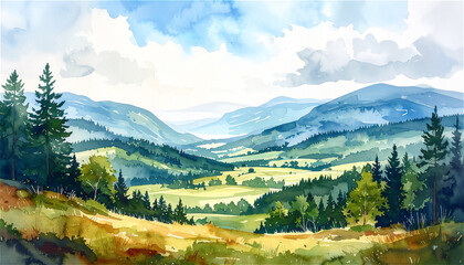 landscape with mountains of a Scandinavian setting 