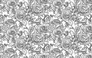 Black and white seamless floral pattern with vintage vector design, perfect for fabric, textile, or wallpaper decoration