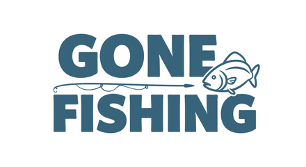 Gone fishing text with fish and fishing rod a simple and clean design for fishing enthusiasts and outdoor activities