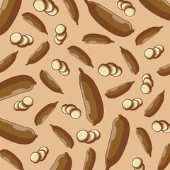 Seamless Cassava Pattern Illustration Vector
